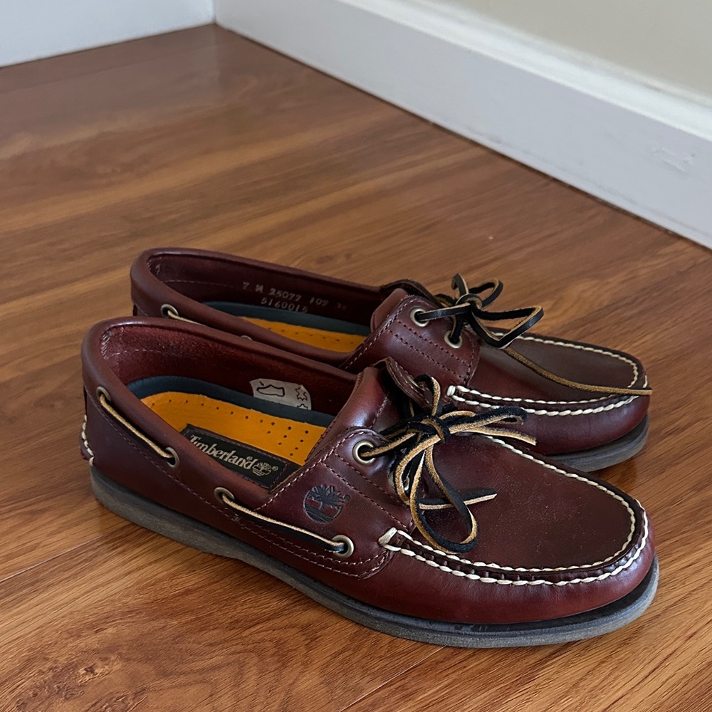 Timberland Burgundy Leather Boat Shoes
